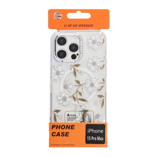 Case Magsafe for iPhone 15 Pro Max - Transparent flowers and twigs