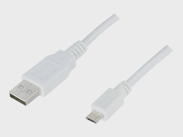 DELTACO Micro USB kabel 3 m - Vit Svart
