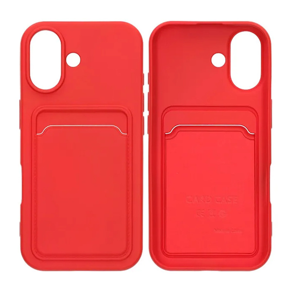 Silicone Mobile Case with Card Holder for iPhone 17 - Red