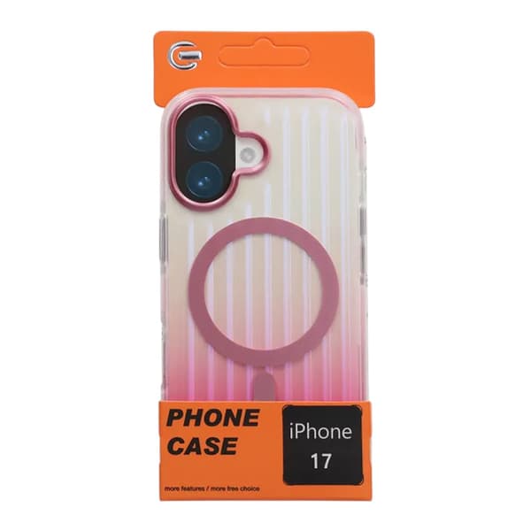 Corrugated MagSafe Mobile Case for iPhone 17 - Pink