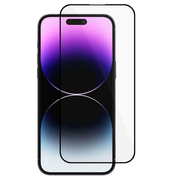 iPhone 14 Pro Aluminum-Silicone Glass Screen Protector - Black Edge