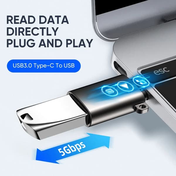 SiGN USB-A till USB-C Adapter Svart