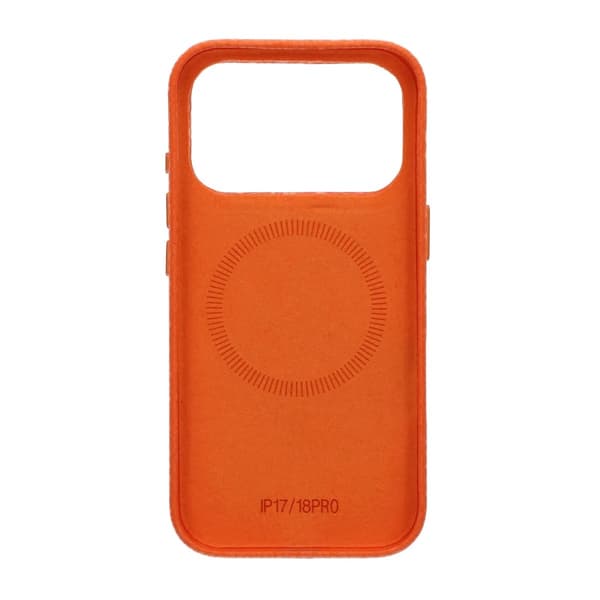 Mobilskal MagSafe i PU-läder med kristallstruktur för iPhone 17 Pro och 18 Pro - Orange