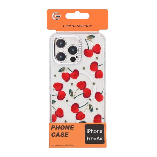 Case Magsafe for iPhone 15 Pro Max - Transparent with cherry