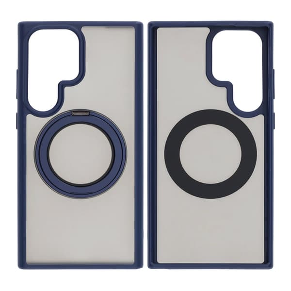 Matte case 360 ​​rotating bracket Mobile Phone Case For Samsung S25 Ultra Blue