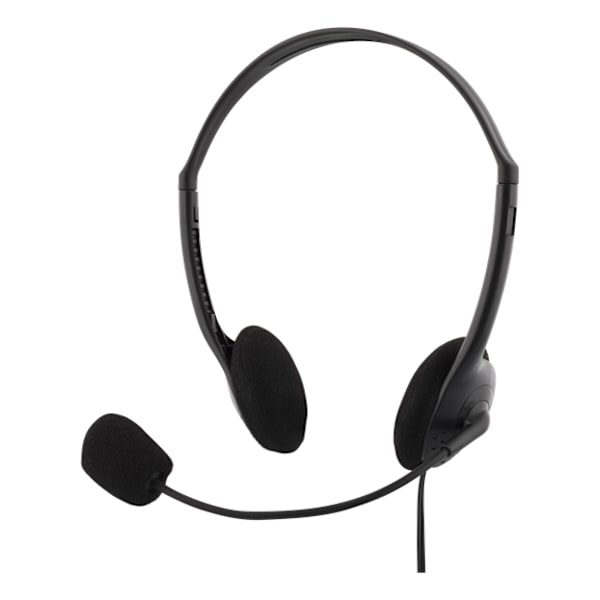 DELTACO Headphones with Volume Control- 2m Cable- Black