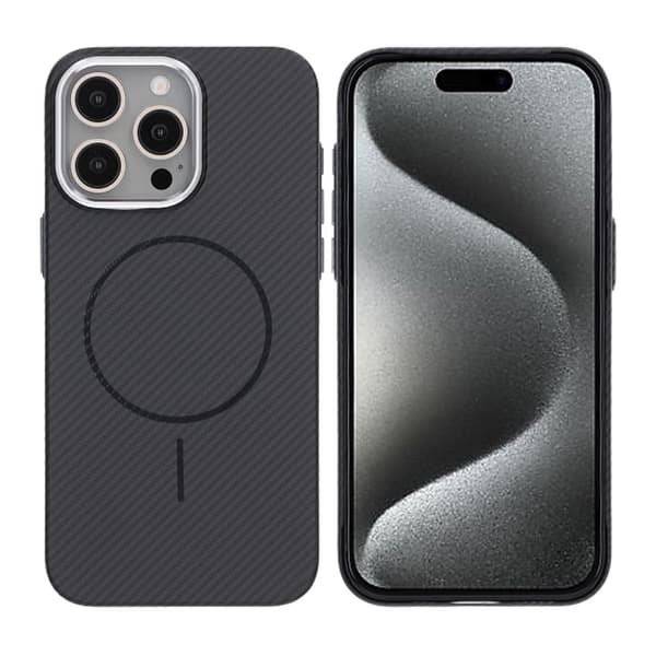 iPhone 15 Pro Max Carbon Patterned Phone Case - Black