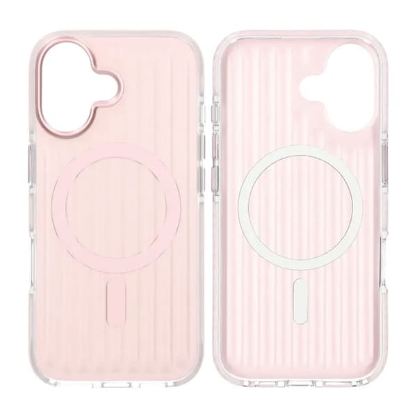 Corrugated Magsafe Mobile Case for iPhone 17 - Pink