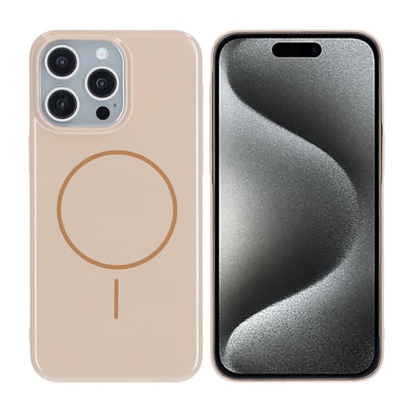 Glossy design Magnetic Case For iPhone 15 Pro Max Gold