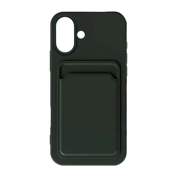 iPhone 16 Silicone Mobile Case with Card Holder - Military Green