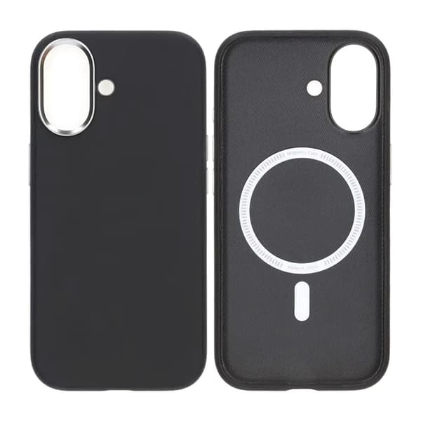 Mobile phone case faux leather with Magsafe for iPhone 17 - Black
