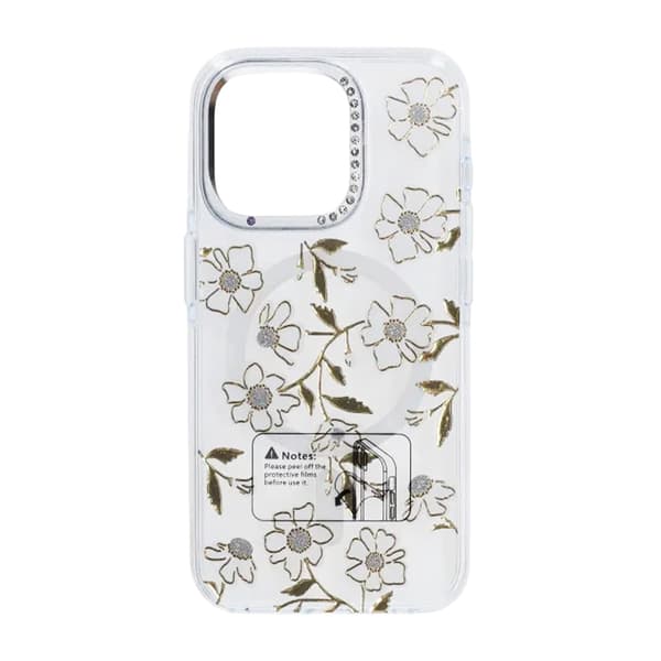 Case Magsafe for iPhone 16 Pro - Transparent flowers and twigs