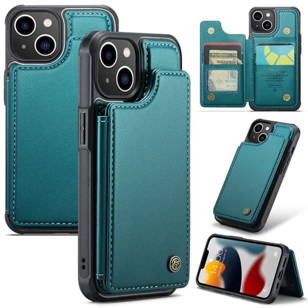 iPhone 13 CASEME C22 Wallet Case RFID Blocking - Green