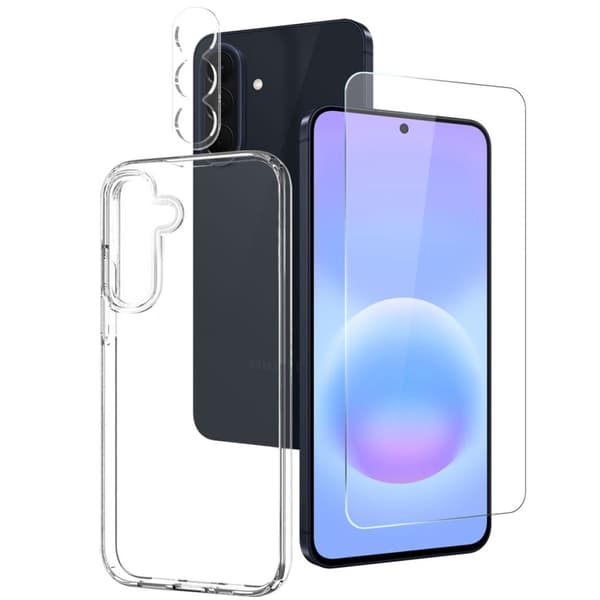 NORTHJO Samsung Galaxy A57 5G 3-in-1 Case + Screen Protector + Lens Protector - Transparent