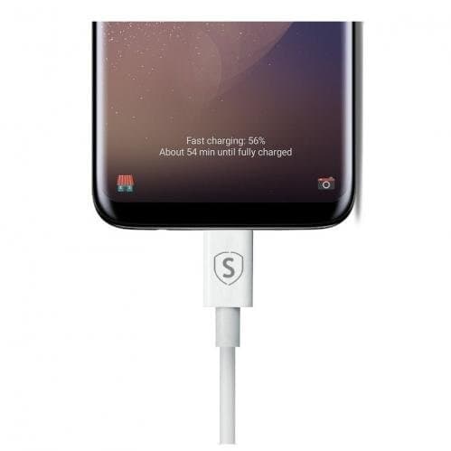 SiGN USB-C kabel för Snabbladdning 0,25 m - Vit Svart