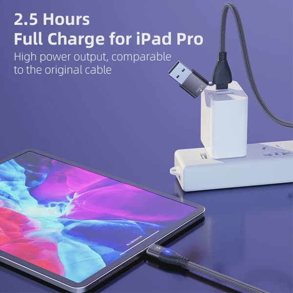 SiGN Magnetkabel 3-i-1 USB-C, Lightning, Micro-USB 2.4A, 1 m - Svart Svart