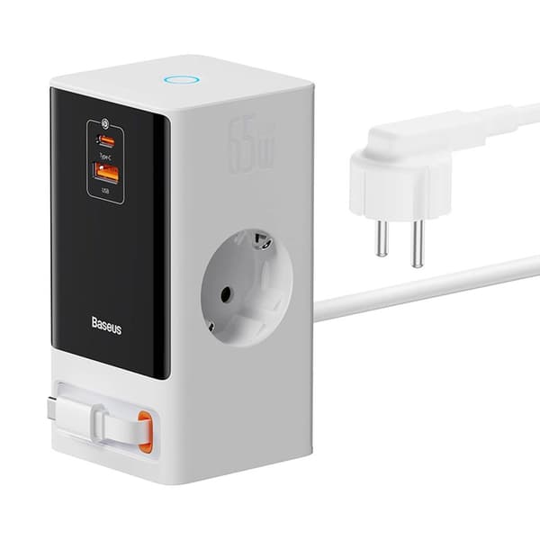 Baseus PowerCombo Charging Station 65W 1.5m 2 x EU + USB-A + USB-C - White