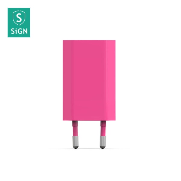 SiGN Väggladdare för iPhone, Android m.fl. 1A - Rosa