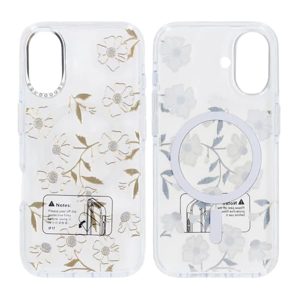 Case Magsafe for iPhone 16 - Transparent flowers and twigs
