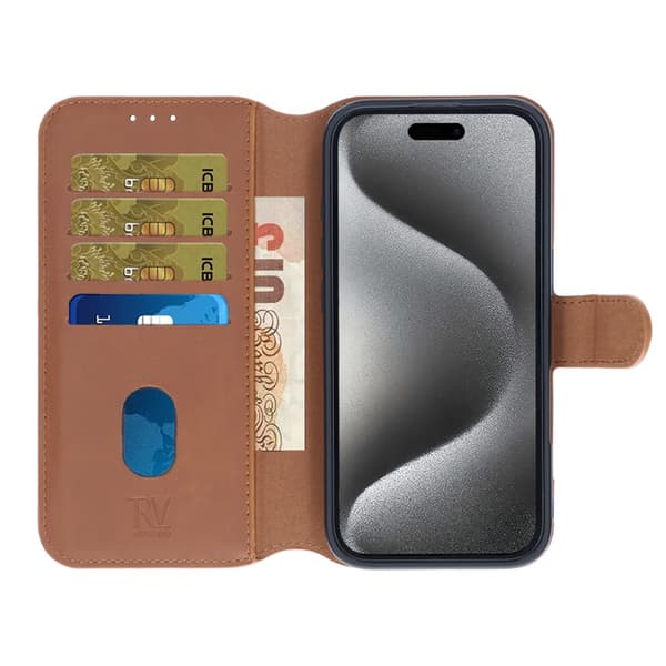 iPhone 16 Pro Max Wallet Case Magnet Rvelon - Brown