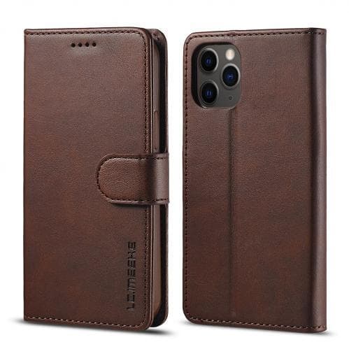 LC.IMEEKE Plånboksfodral för iPhone 12/12 Pro - Mörkbrun Svart