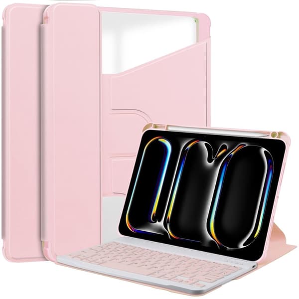 iPad Pro 11" 2025/2024 Cover with Bluetooth Keyboard - Pink