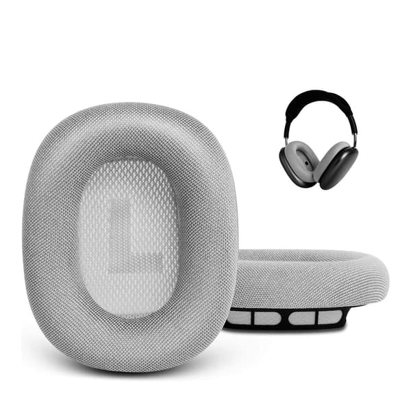 AirPods Max silver mesh silicone earphone covers, one pair