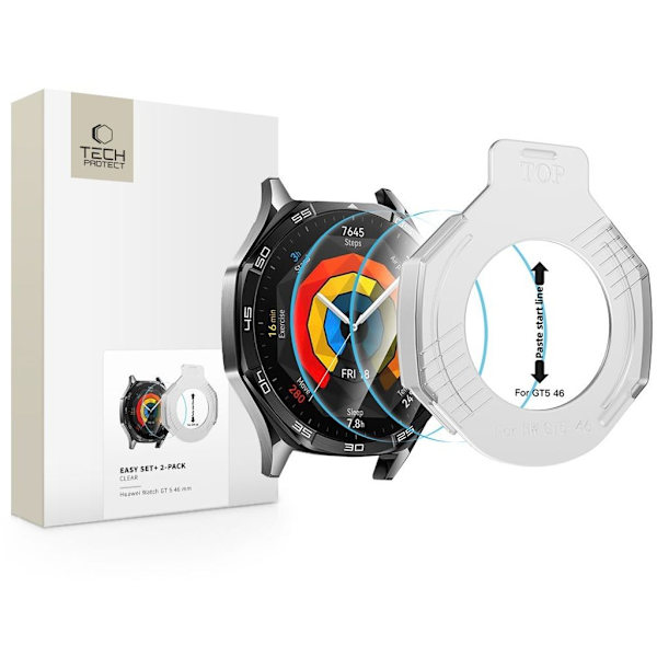 Tech-Protect Easy Set+ Screen Protector for Huawei Watch GT 5, 2-pack