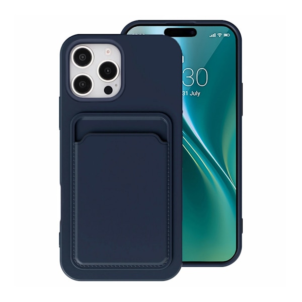 Silicone Case with Card Holder iPhone 16 Pro Max - Blue