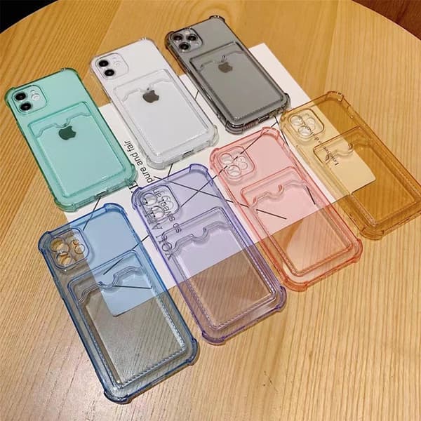 iPhone 11 Pro Max Stöttåligt Skal med Korthållare - Transparent