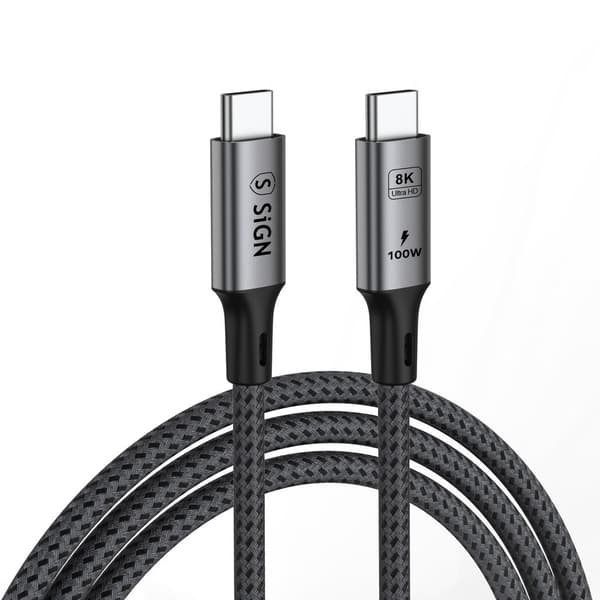 SiGN USB-C to USB-C cable 100W, 1.8m - Black/Grey