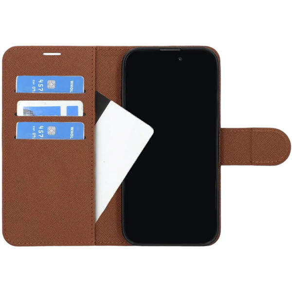 Flip Stand Leather Wallet Case For iPhone 16 Pro Max Brown