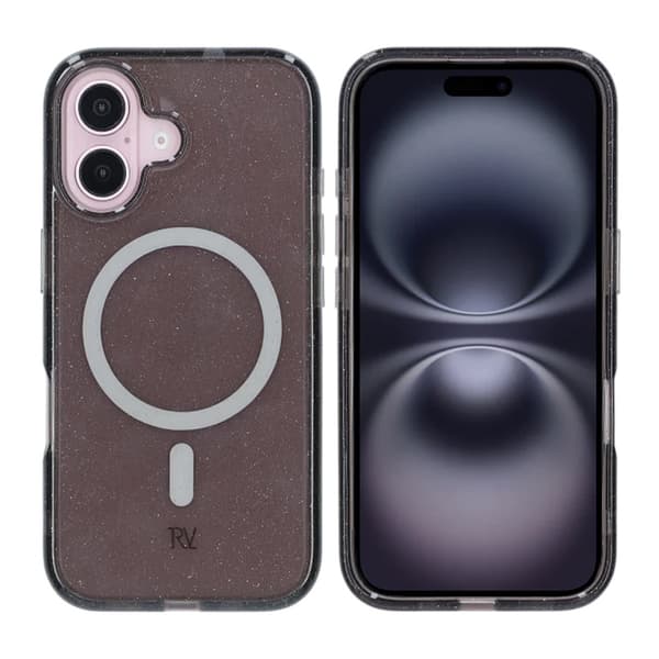 iPhone 16 Rvelon TPU Mobile Case with MagSafe - Glitter Black