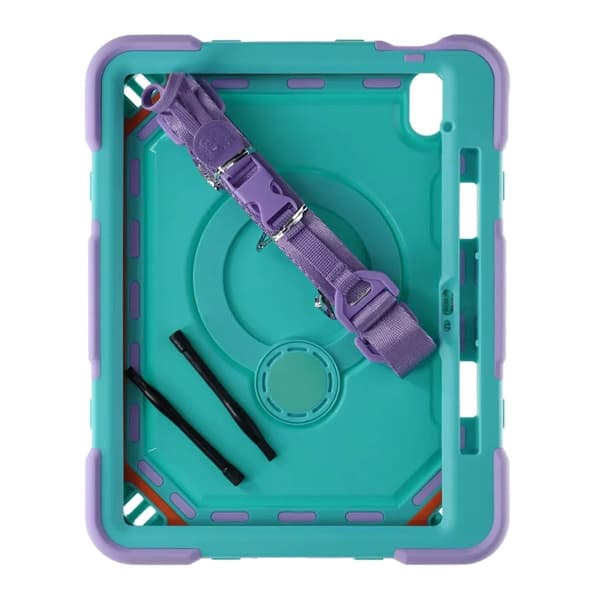 3 Layers multi functional Laptop Case For iPad 11 2025/10 10.9 2022 Green Purple (with hand strap)