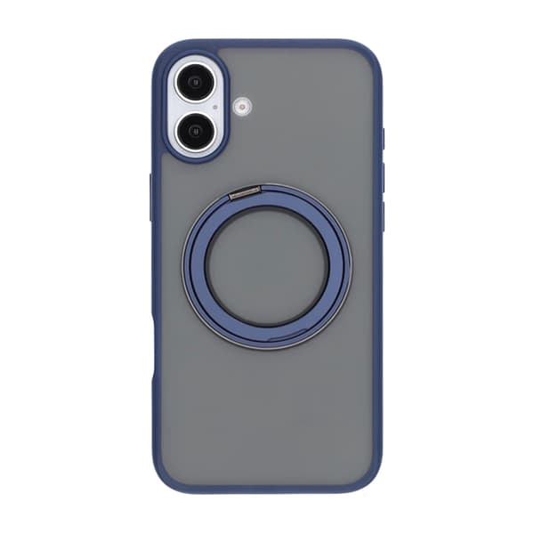 Matte case 360 ​​rotating bracket Mobile Phone Case For iPhone 16 Plus Blue
