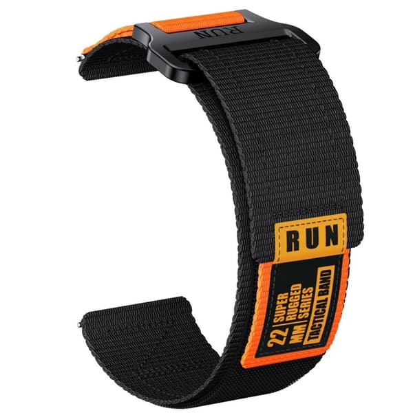 Huawei Watch GT5/5 Pro/4/4 Pro etc. Nylon Watch Strap – Black/Orange