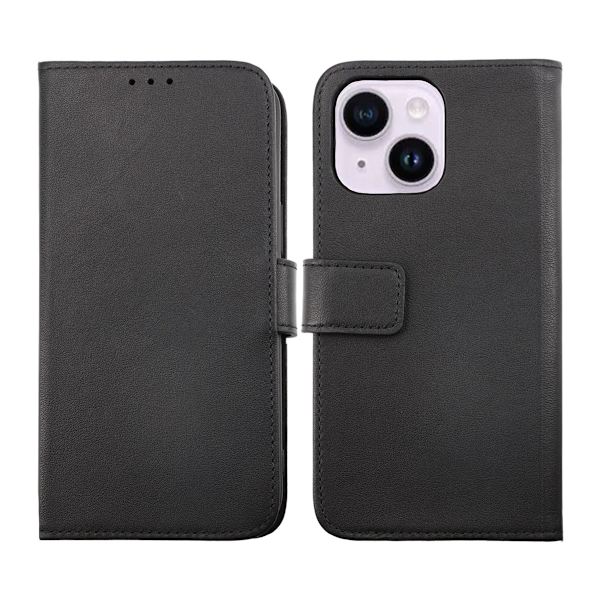 iPhone 14 Plus Plånboksfodral Läder Rvelon - Svart
