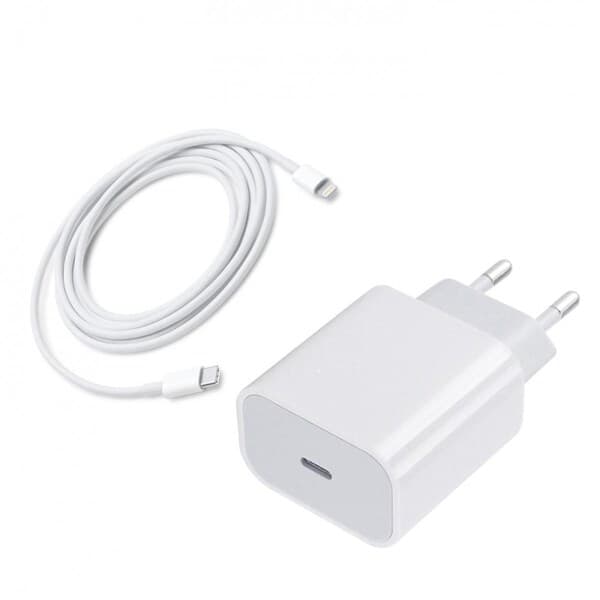 Strömadapter 20W + 2M USB-C Lightningkabel Till Apple Enheter Svart