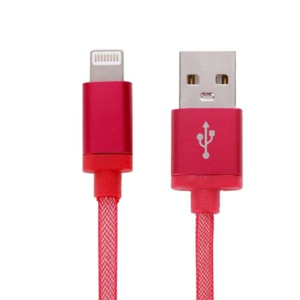 SiGN nylon USB kabel med Lightning kontakt, 25cm - Röd