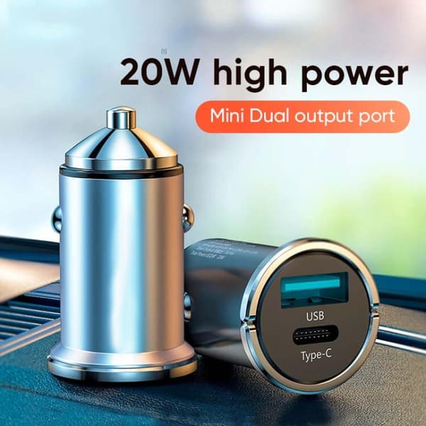SiGN Mini Billaddare USB & USB-C, PD & Q.C3.0, 5A, 20W - Svart Svart
