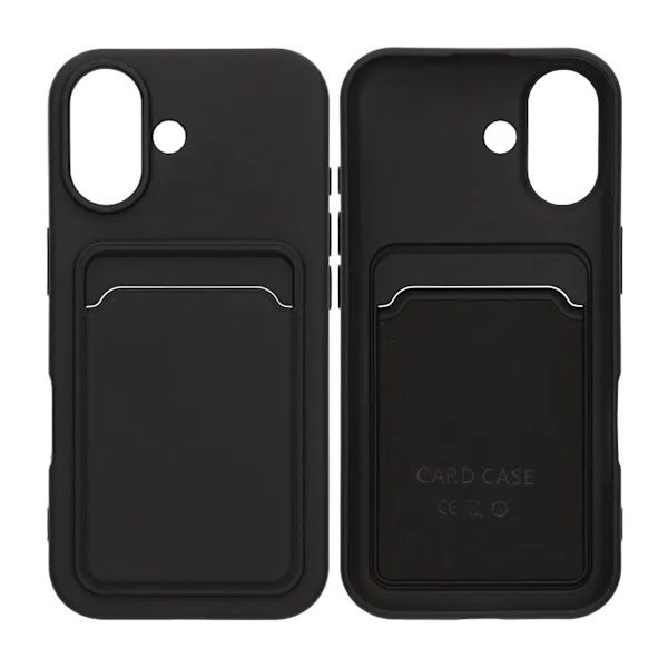 Silicone Mobile Case with Card Holder for iPhone 17 - Black