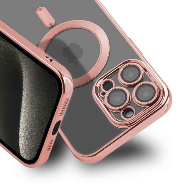 Luxury Electroplate Magsafe Wireless Charge Phone Case For Iphone 15 Pro Pink