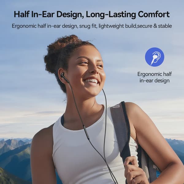 SiGN USB-C-serien Half In-Ear-hörlurar med kabel – Svart Svart