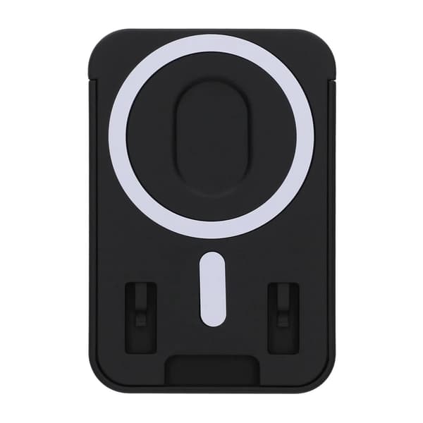Magnetic Card Holder with Vertical Strip Kickstand Black