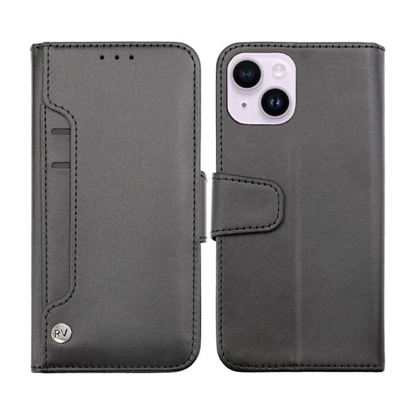 iPhone 14 Plus Plånboksfodral Extra Kortfack Rvelon - Svart