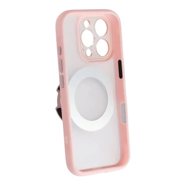 Clear Glow 360°Rotating MagSafe Stand Case For iPhone 16 Pro Max Pink