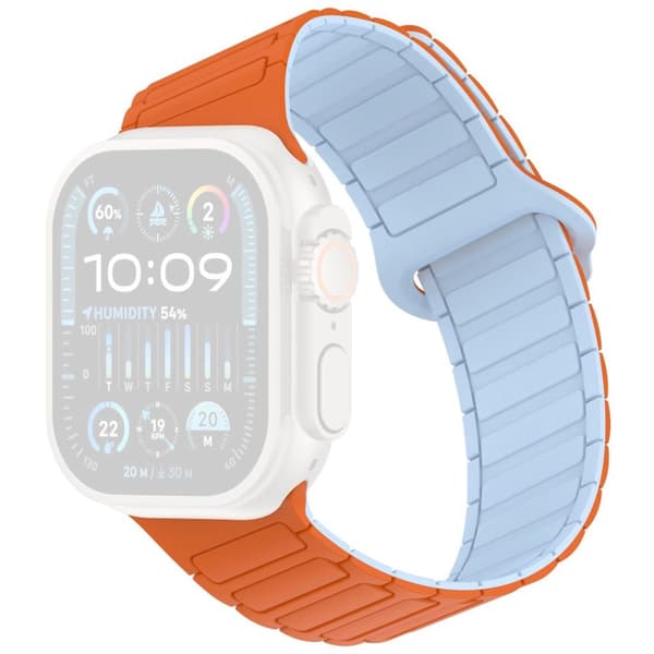 Apple Watch 49/46/44/42mm Silicone Watch Strap Magnetic Loop - Orange/Blue