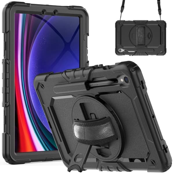 Samsung Galaxy Tab S9 Case with Screen Protector and Stand - Black