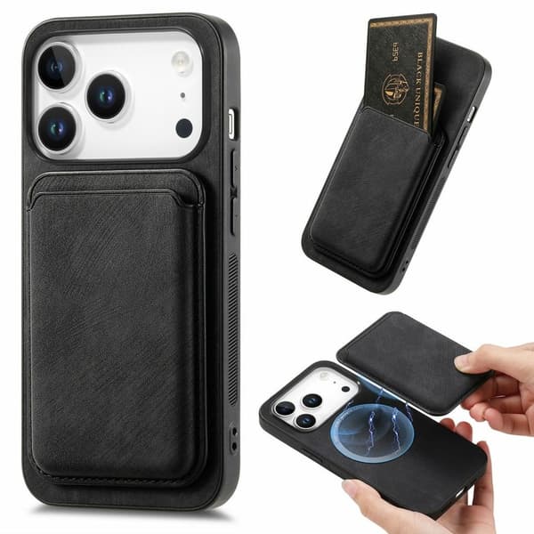 iPhone 18 Pro Max/17 Pro Max Magsafe Case with Removable Wallet - Black