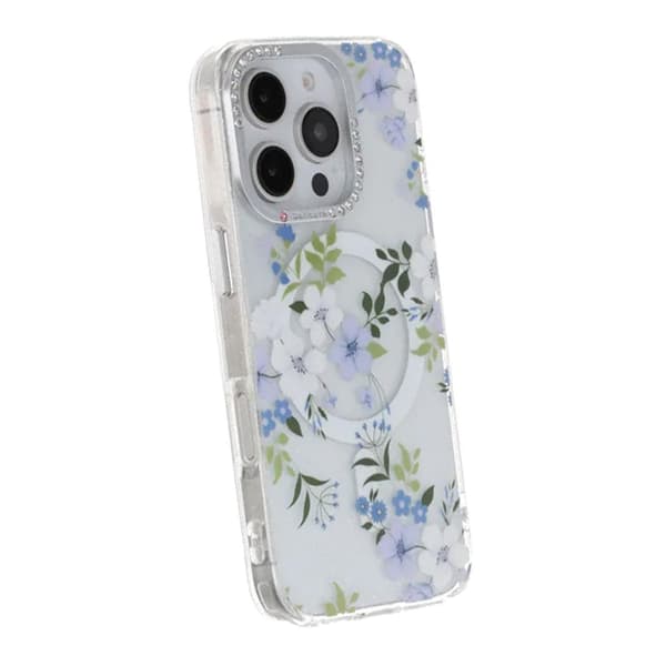 Blommigt Skal med Magsafe för iPhone 16 Pro Max - Blå